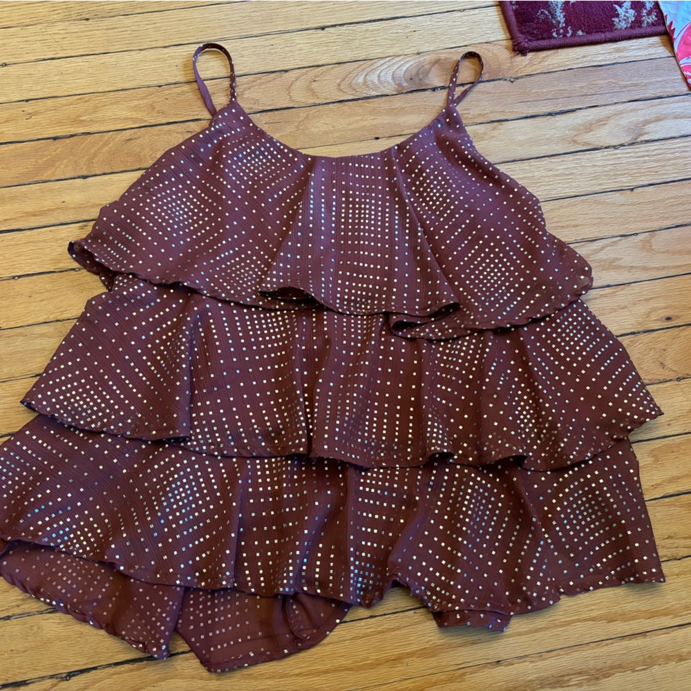She and sky maroon size large layered tank top